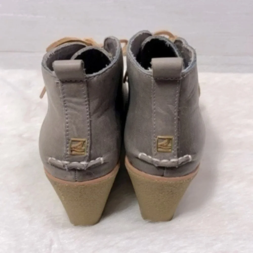 Sperry Women's Harlow Burnished Leather Wedge Bootie Size 7.5M Color GRAPHITE